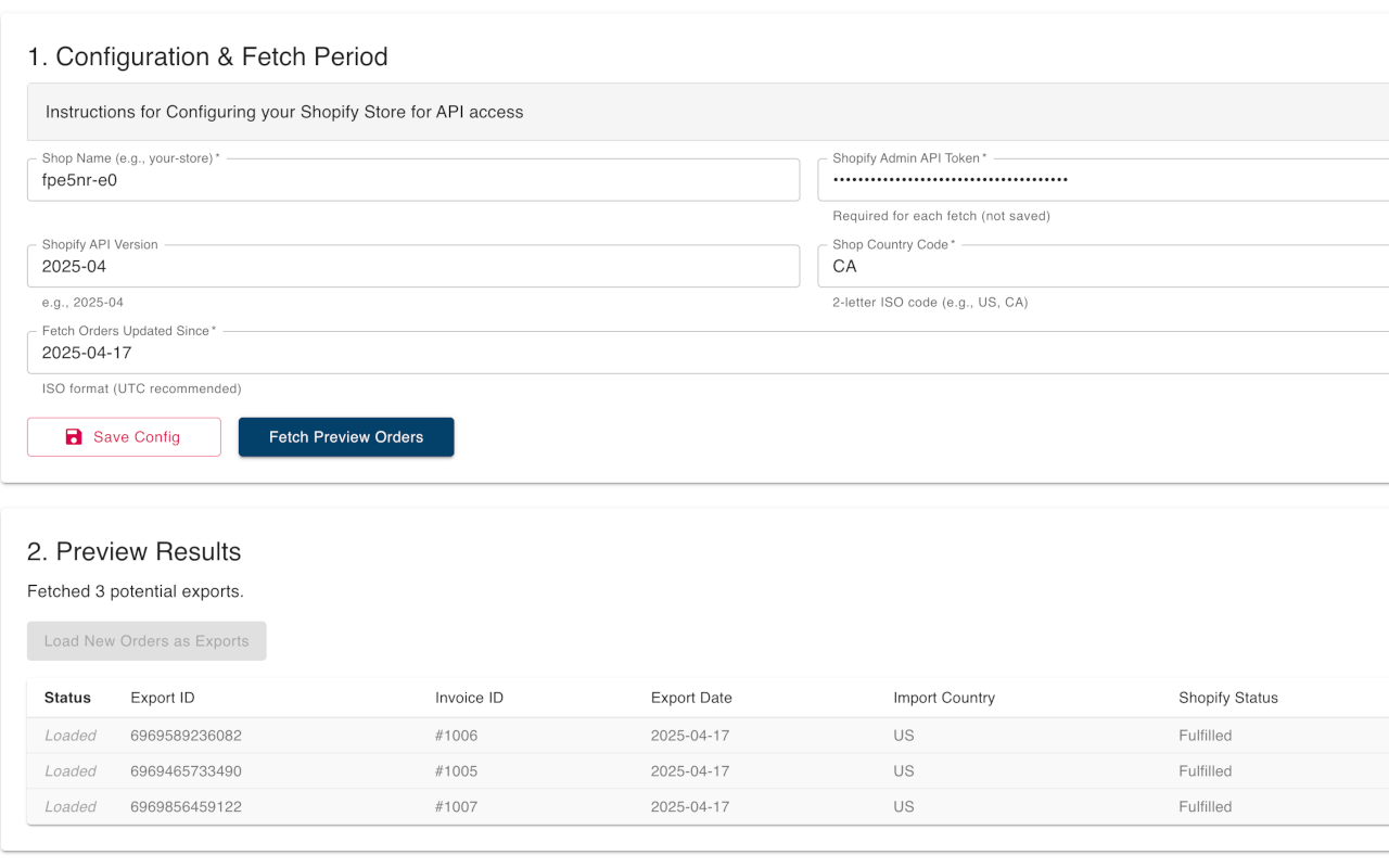 Shopify Connector to retrieve International Sales Data